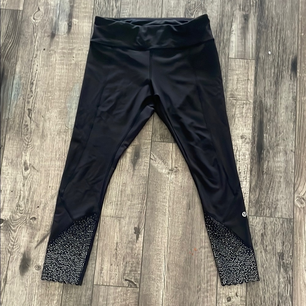 Lululemon Athletica Black Leggings with Silver Accents